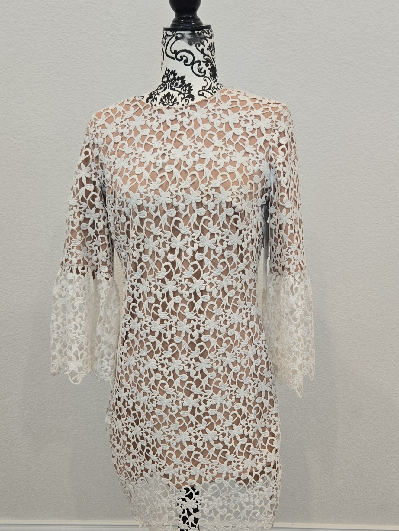 Nwt Dress The Population White Floral Crochet Lace Shift Dress